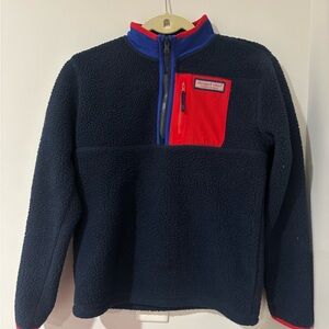 Vineyard Vines Kids Navy and Red Fleece Pullover